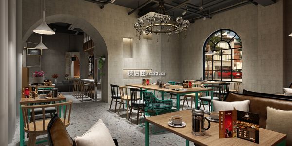 咖啡厅工业风格200㎡设计方案