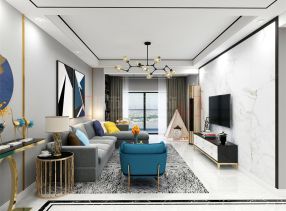 伊水湾127平米现代轻奢风格三居室装修案例