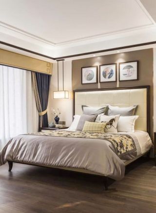 昆明现代中式风格房屋卧室装修设计实景图