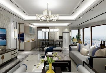 鹭湖宫136平米新中式风格三居室装修案例