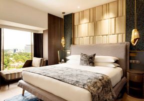 广州酒店客房床头软包设计装修图片