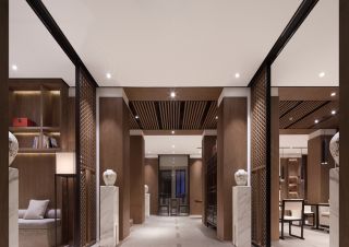 广州新中式酒店走廊装修设计实景图