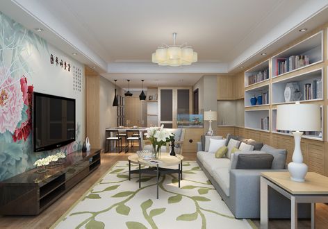 观澜国际120平米三居室中式风格装修案例