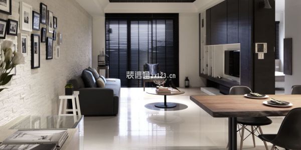 香谢国际80平米现代简约风格二居装修案例
