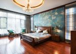 昆明中式别墅卧室床头背景墙设计图片