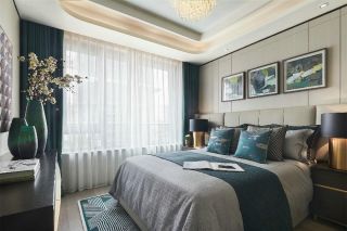 昆明新中式样板房卧室窗帘装修图片欣赏