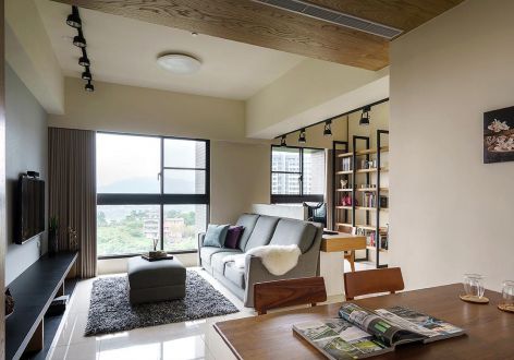 雨润中央公园91平米现代简约二居室装修案例