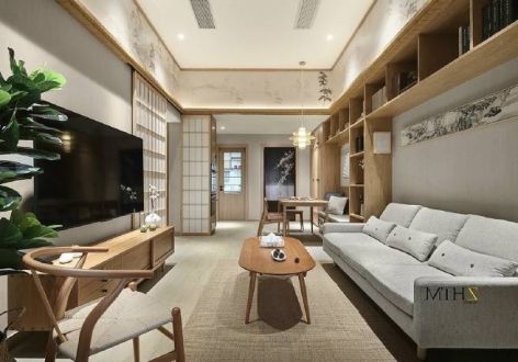 莲湖广场105平米现代日式风格三居室装修案例