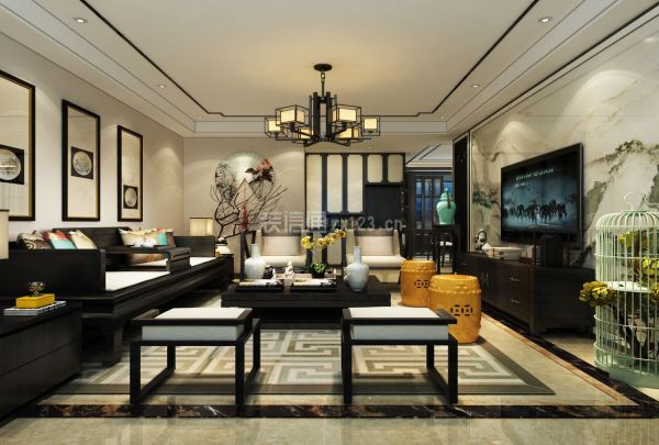 新中式客厅家具图片