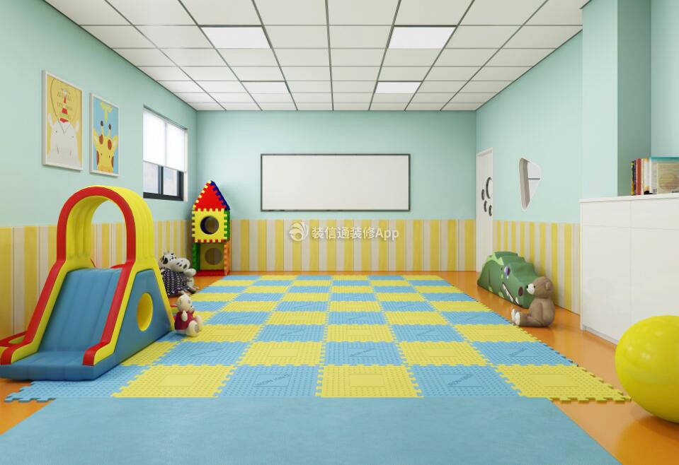 南宁幼儿园活动室地面装修设计效果图2023