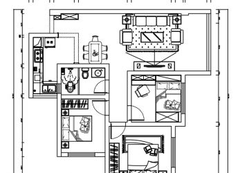 中航城83平米现代风格三居室装修案例