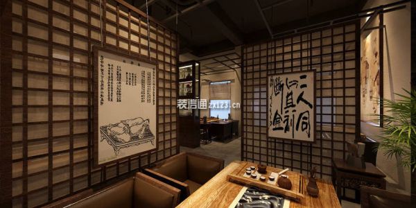 茶楼茶文化会所中式风格200㎡设计方案