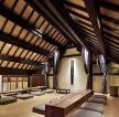2023上海茶馆室内木地板装修设计图