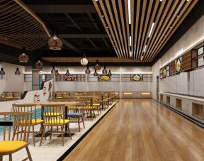 2023南宁快餐店实木地板装修设计图