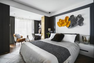 南宁现代简约风格卧室床头背景墙设计图片