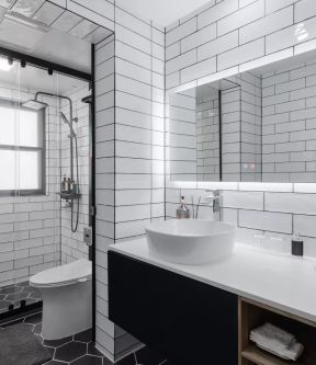 卫生间镜子效果图 卫生间洗手台设计 
