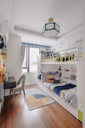 济南现代风格房子儿童房高低床设计效果图