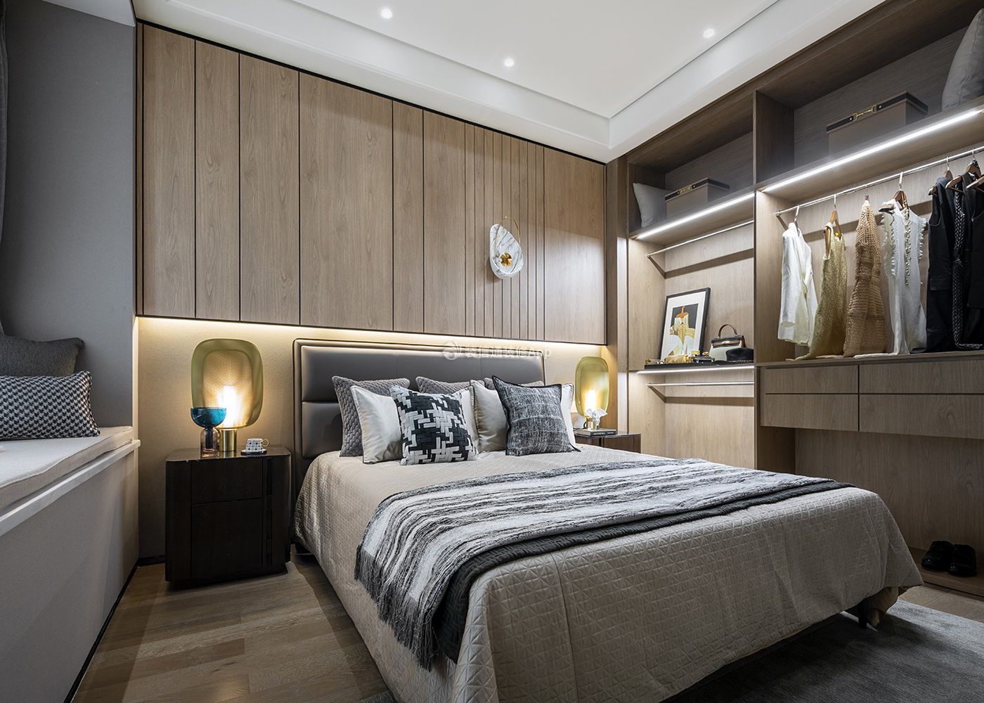 北京现代风格140平样板间卧室装修
