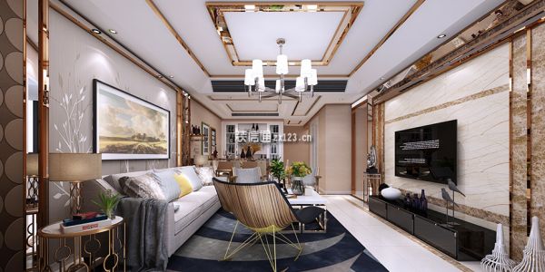 江湾城85平米新中式风格二居室装修案例