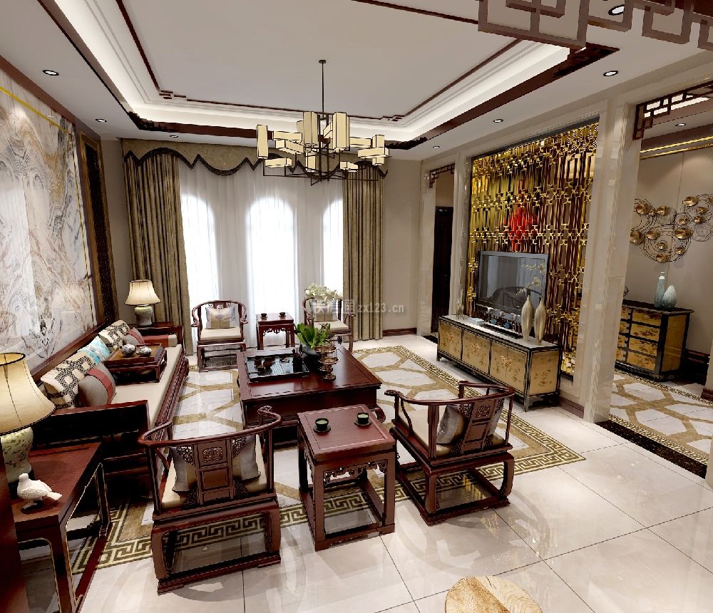 中式客厅装潢设计效果图 中式客厅玄关 