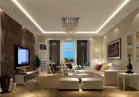 百旺杏林湾现代风格100平米三居室装修案例