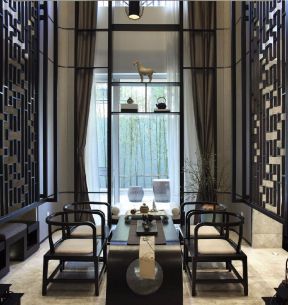 别墅270平新中式风格茶室设计图