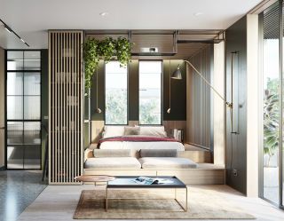 上海家装小户型公寓卧室地台床设计图