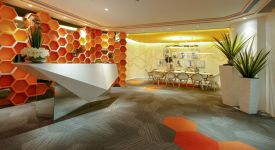 【北京弘贵全装饰】现代办公室装修中的PVC编织地毯