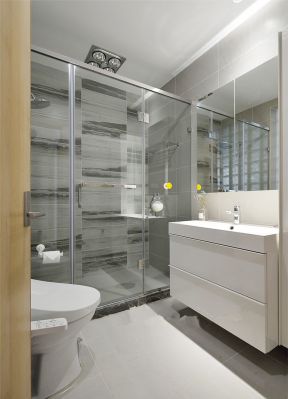 卫生间玻璃隔断装修效果图片 卫生间洗手台设计  