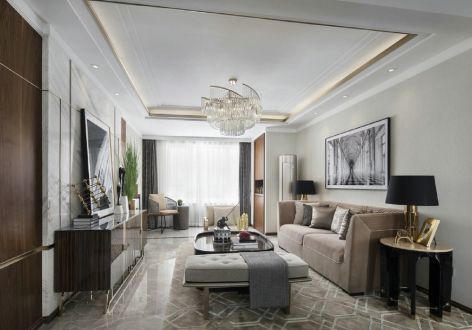 北尚华城现代轻奢风格115平米三居室装修案例