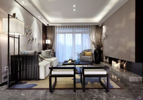 紫金华府新中式风格88平米两居室装修案例