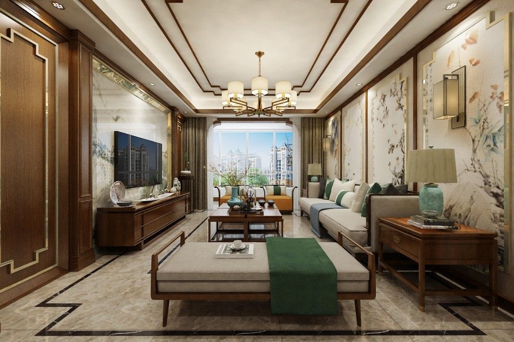 装信通网>遂宁站>宜家装饰翰林名苑四居128平新中式风格装修案例咨询