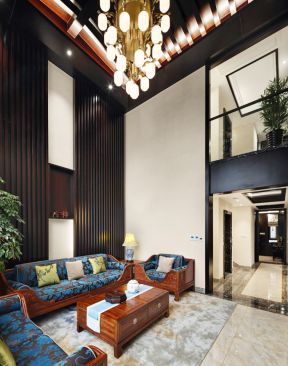 2023古典中式别墅客厅沙发装修设计图