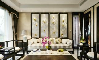 2023古典中式别墅客厅沙发设计效果图片