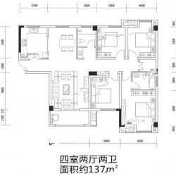 4号楼 约137平米户型 4室2厅2卫