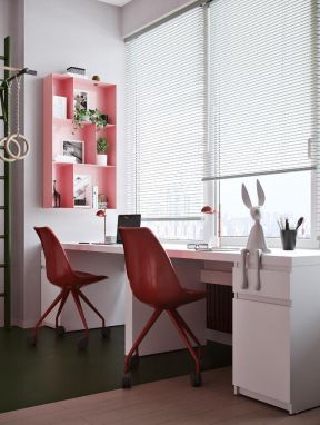 现代风格书房飘窗书桌设计效果图