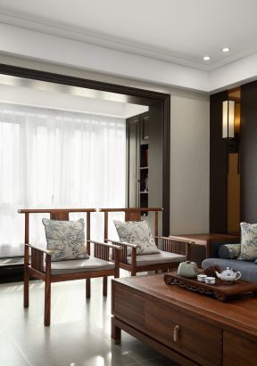 实木茶几效果图 实木椅子设计  中式客厅装修 