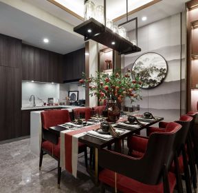 2022青岛中式复式楼餐厅装潢装修效果图-每日推荐