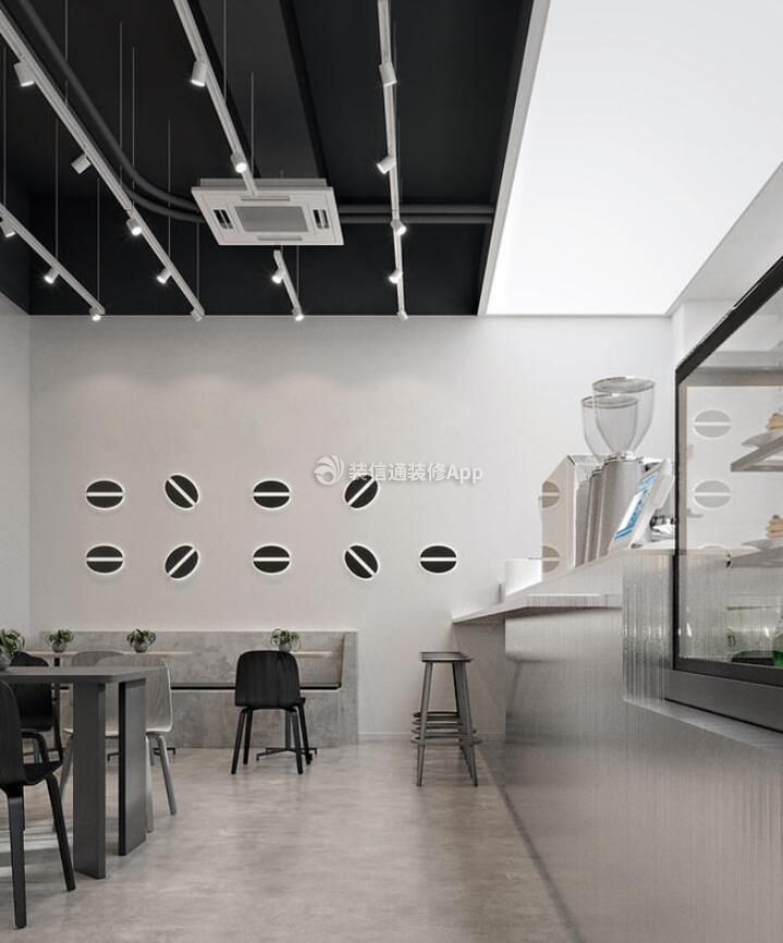 武汉简约风格咖啡店背景墙装修图片