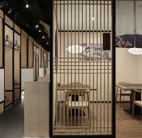 武汉日式料理餐厅隔断装修设计图-每日推荐