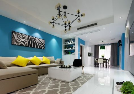 美的蝴蝶海现代风格120平米三居室装修案例