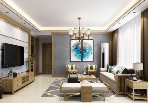 丽彩怡和润源130平米新中式风格三居室装修案例
