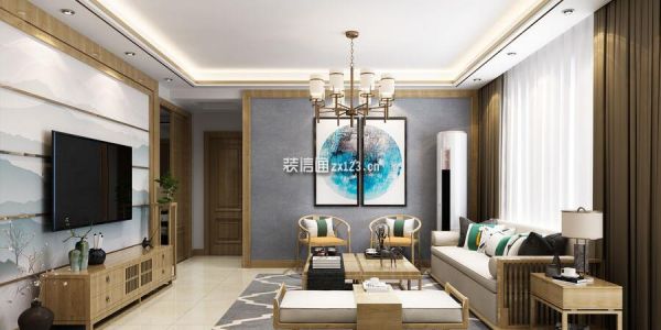 丽彩怡和润源130平米新中式风格三居室装修案例