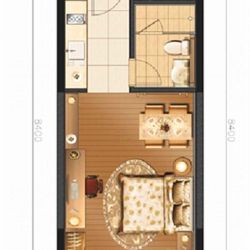 A户型 1室1厅1卫 约43平米