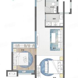 C2户型 2室2厅1卫 在售 建筑面积：约67m