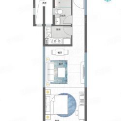 B户型 1室1厅1卫 在售 建筑面积：约55m