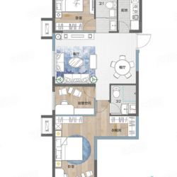 A户型 3室2厅2卫 在售 建筑面积：约108m