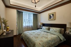 广州108平中式房屋卧室窗帘装修效果图