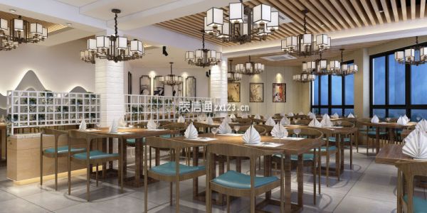 名羊天虾特色餐厅1100平米装修效果图案例