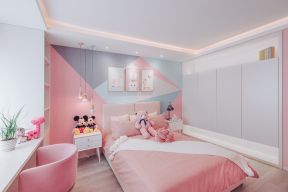 儿童房粉色 温馨卧室壁纸效果图 粉色卧室设计图